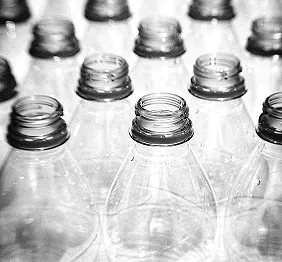 Assortment of plastic water bottles, a common household item where toxic DEHP is banned or restricted.